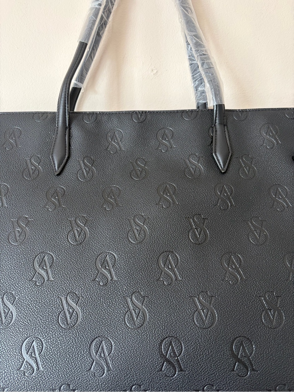 Black Embossed Tote Bag with Gold Accent- Victoria Secret - Picture 5 of 8